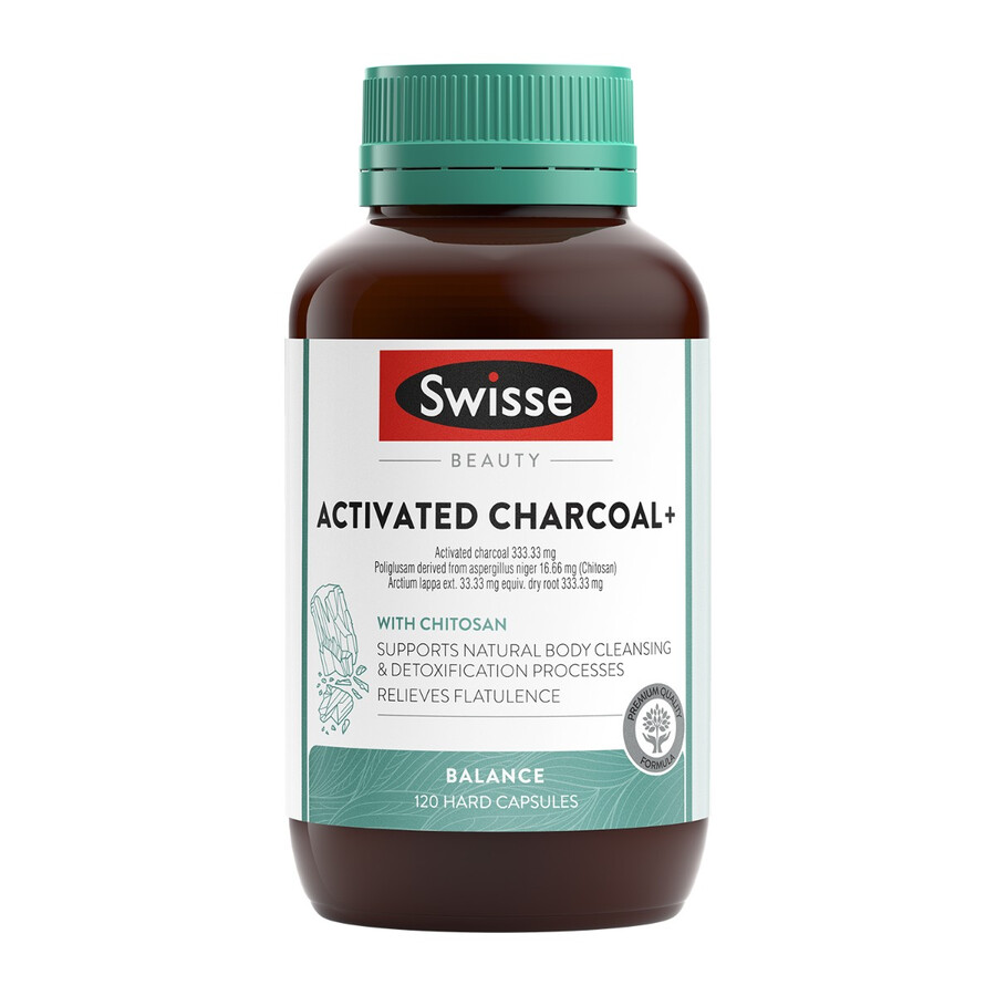 swisse beauty activated charcoal with chitosan burdock