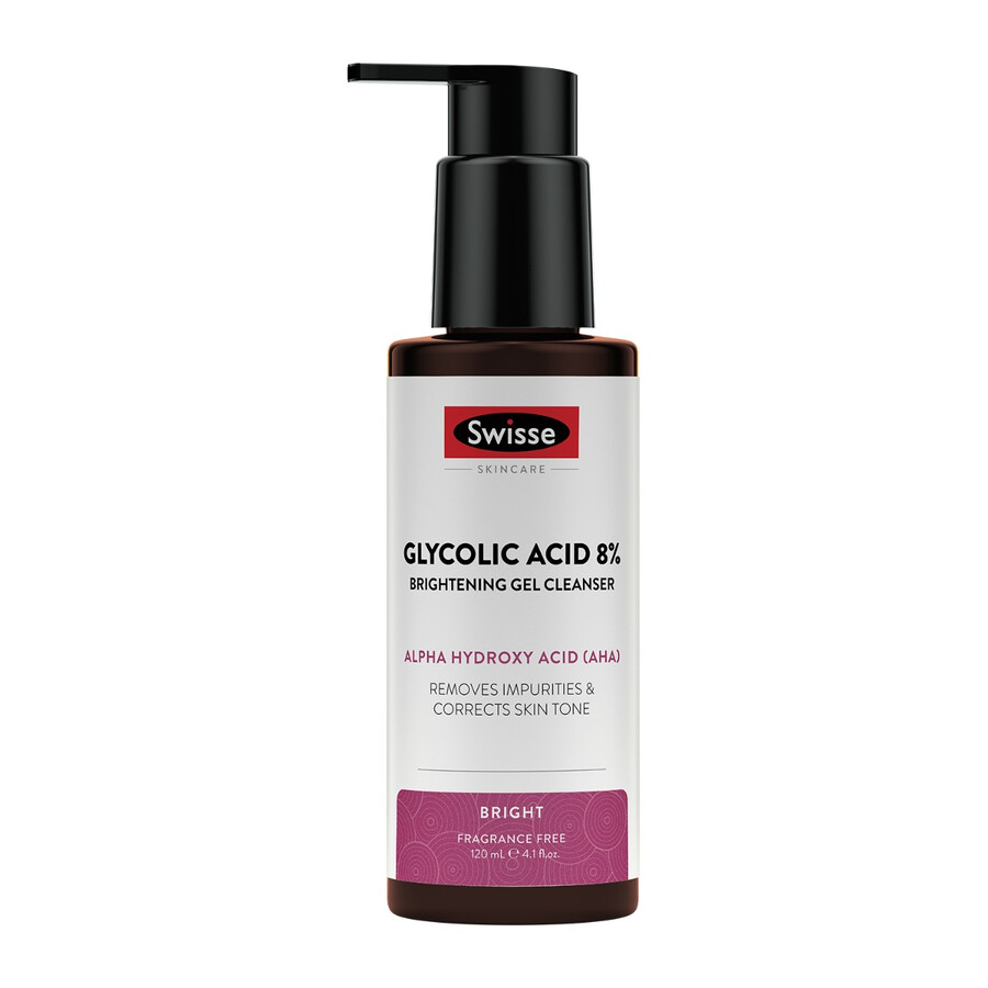 swisse skincare glycolic acid 8 brightening gel cleanser bright