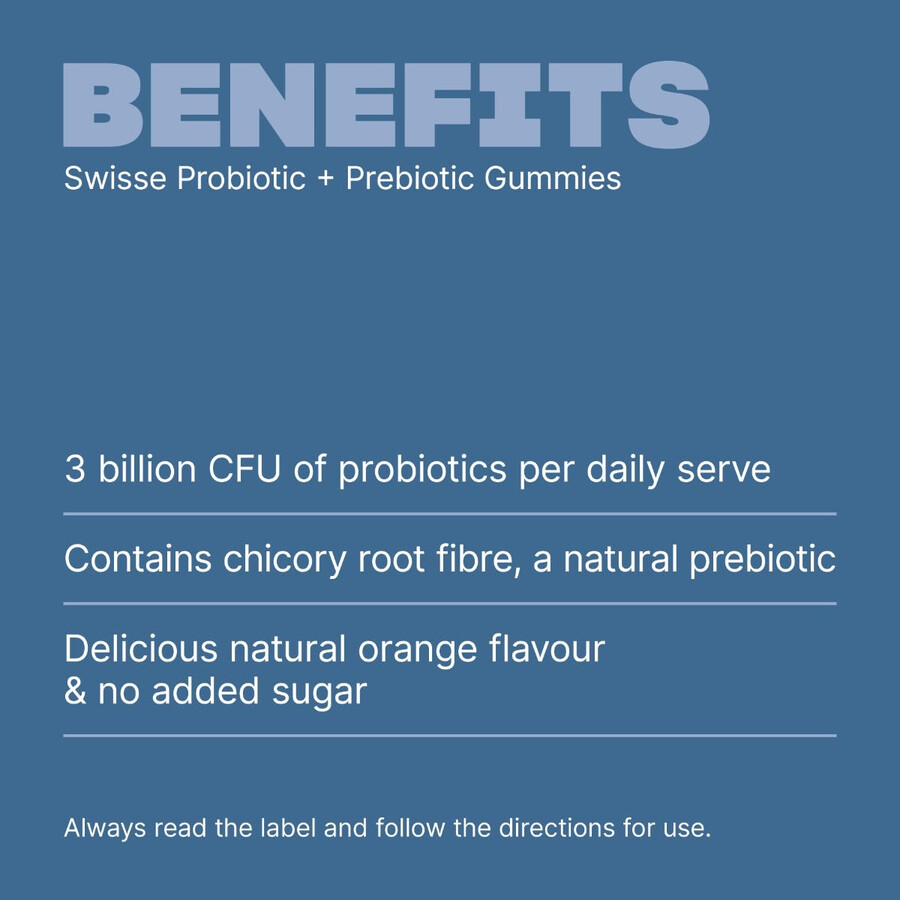swisse probiotic prebiotic gummies 3 billion cfu probiotics