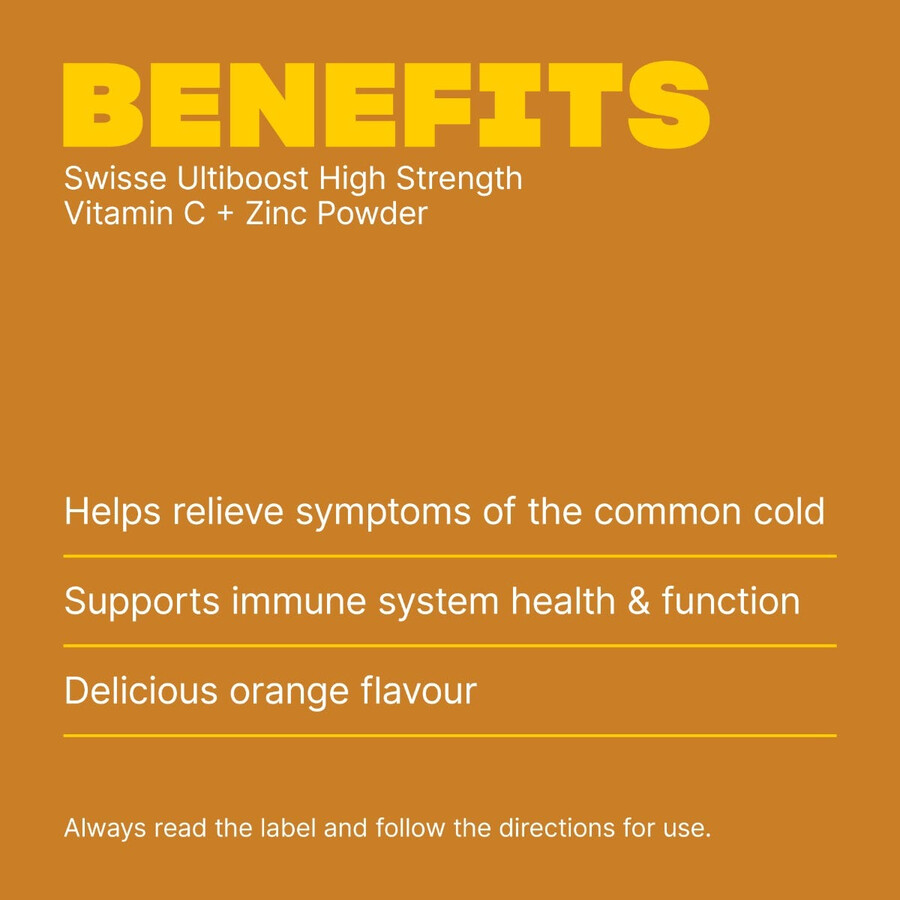 swisse ultiboost high strength vitamin c zinc powder orange immune system health support