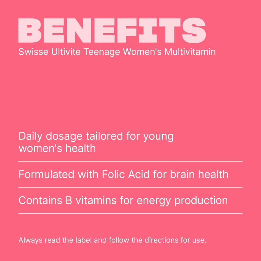 swisse ultivite teenage womens multivitamin immune system health support