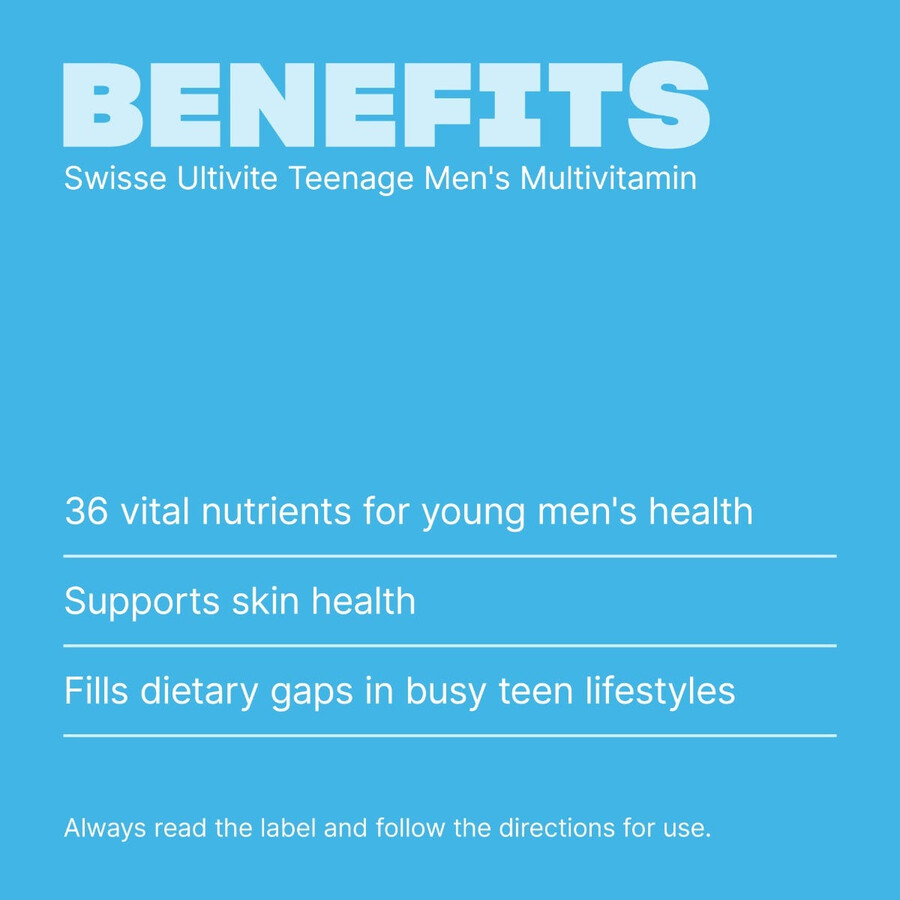 swisse ultivite teenage mens multivitamin immune system health support