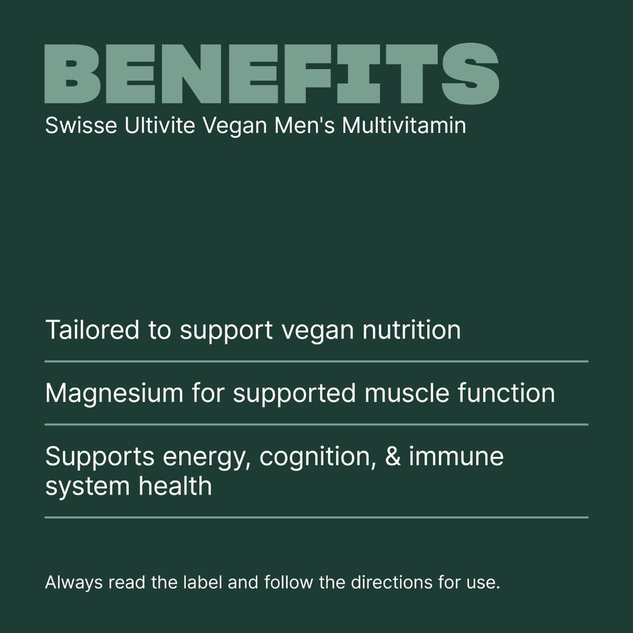 swisse ultivite vegan mens multivitamin support energy production